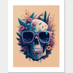 Skull Floral Posters and Art